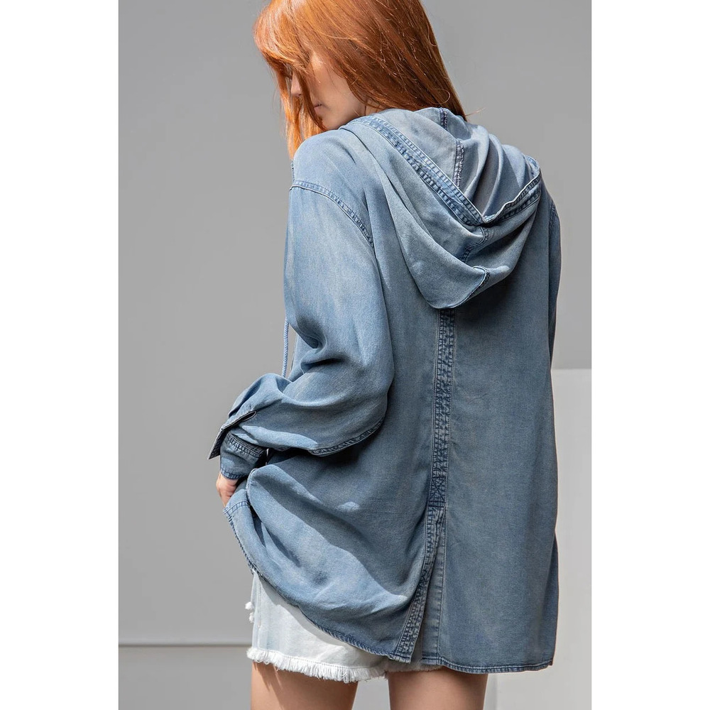 Washed Denim Shirt Jacket - Picture 4 of 7
